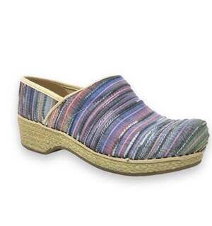Dansko Jute Pro Artisan Weave Professional Multicolor Striped Clogs Size 38 7.5